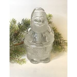 GORHAM Holiday Traditions Crystal Glass Santa Treat Jar 9 1/4" Made In Germany‎